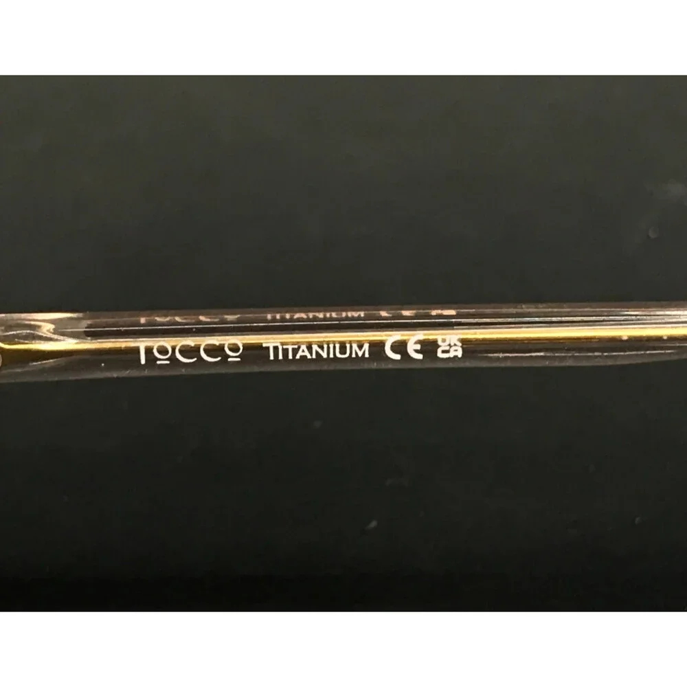 Tocco Eyeglasses Frames BETA 100 COL 39 SAND Gold Rectangle Titanium 55-17-145